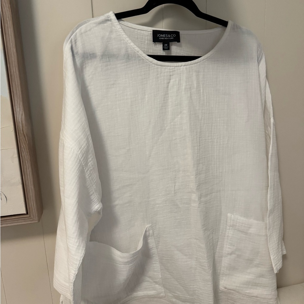 Jones New York White Long Sleeve Shirt